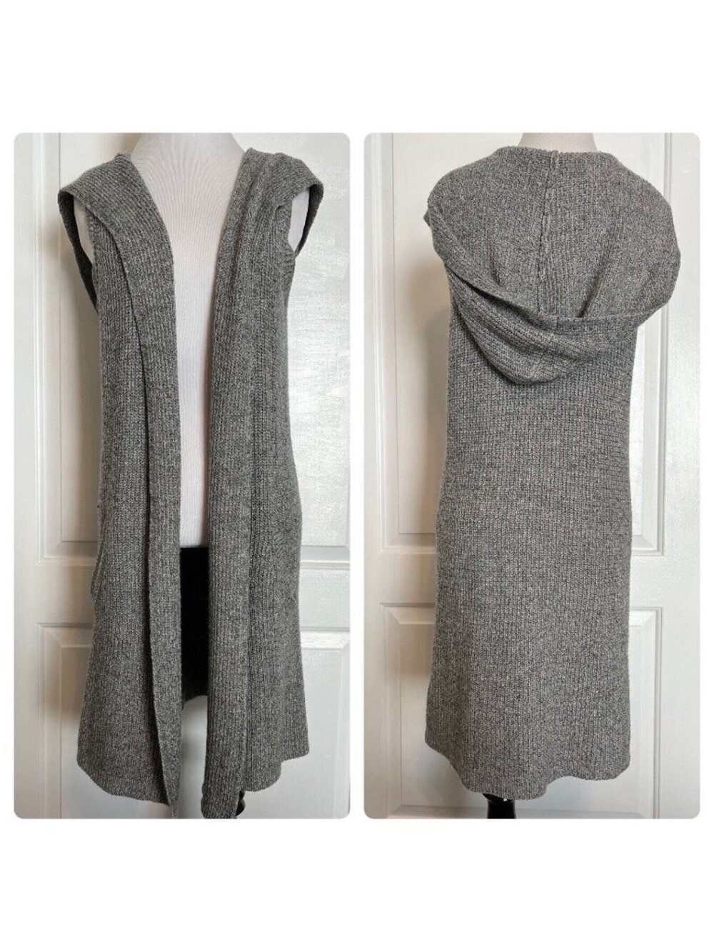 A New Day Sleeveless Hooded Duster Open Front Cardigan Fall Sweater Vest Layer S